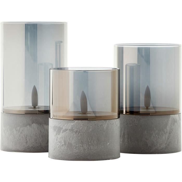 Lote 3 lámparas de mesa LED BRILLIANT CANDLE - 2500K - Plástico y vidrio - Vidrio gris y ahumado 4 Lote 3 lámparas de mesa LED BRILLIANT CANDLE - 2500K - Plástico y vidrio - Vidrio gris y ahumado 4