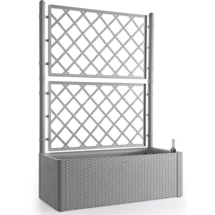 STEFANPLAST - Jardinera Deluxe - rectangular con enrejado gris piedra - 100x43xh142cm STEFANPLAST - Jardinera Deluxe - rectangular con enrejado gris piedra - 100x43xh142cm
