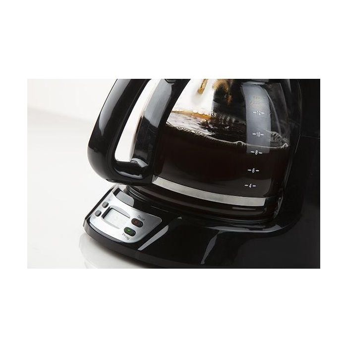 Domo DO708K Cafetera de filtro 1000W, capacidad 1.5L para 12 tazas, con Pantalla LCD, Temporizador 24h, Negra y acero inoxidable 5