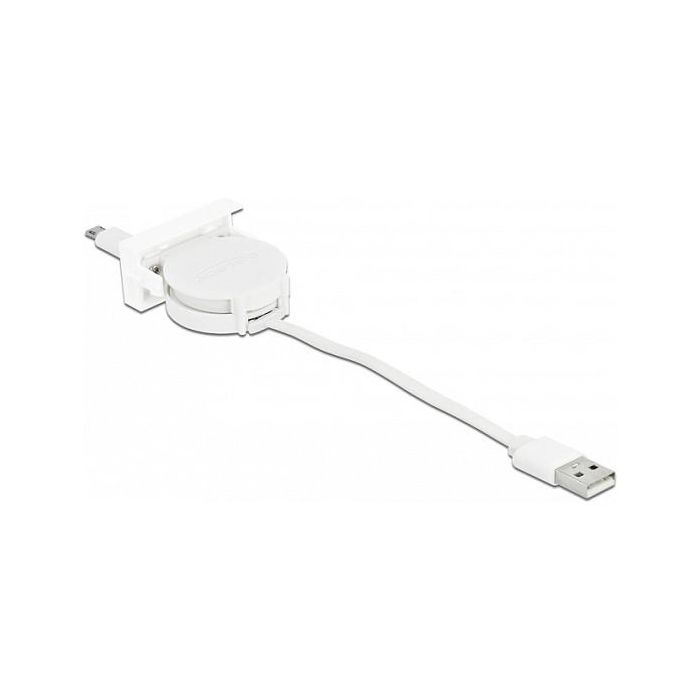 DeLOCK Easy 45 Cable Modular USB 2.0 Retráctil USB-A a Micro-USB B Blanco 0.62 m - 480 Mbit/s 0 DeLOCK Easy 45 Cable Modular USB 2.0 Retráctil USB-A a Micro-USB B Blanco 0.62 m - 480 Mbit/s 0