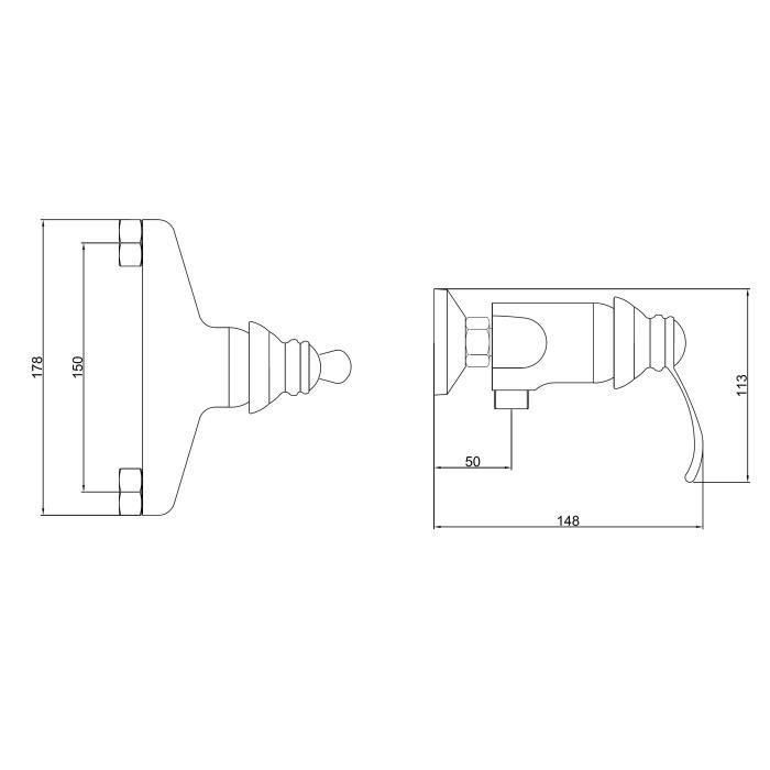 ROUSSEAU Mezclador de Ducha BYRON Cromado | Cartucho Cerámico Ø 4 cm | Cuerpo Latón | Distancia entre Centros 15 cm 1 ROUSSEAU Mezclador de Ducha BYRON Cromado | Cartucho Cerámico Ø 4 cm | Cuerpo Latón | Distancia entre Centros 15 cm 1