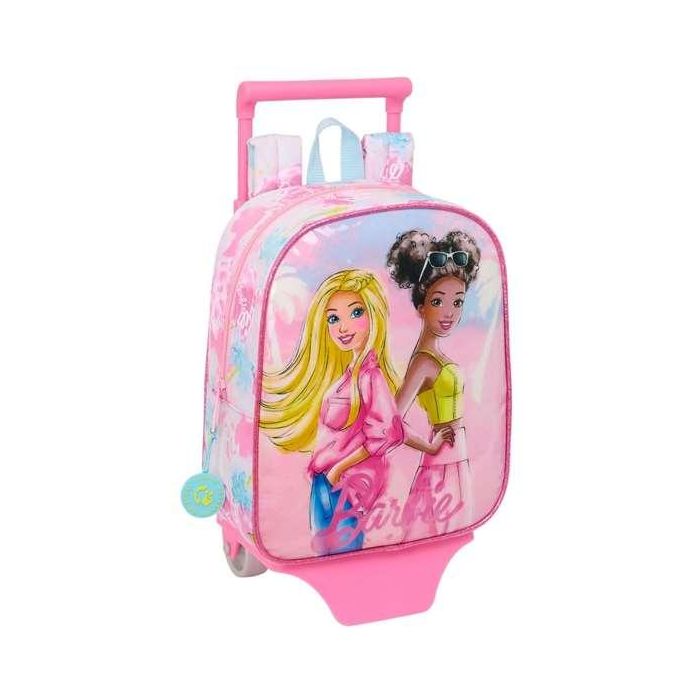 Mochila Escolar con Ruedas Barbie Painterly Rosa Azul cielo 22 x 27 x 10 cm