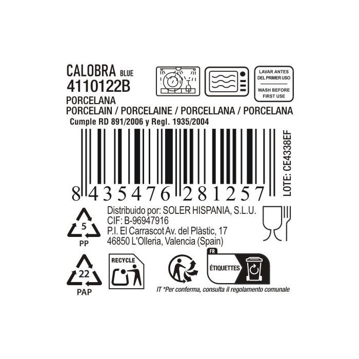 La Mediterranea Bandeja "Calobra" Azul 33.8 x 20.5 cm (12 Unidades)