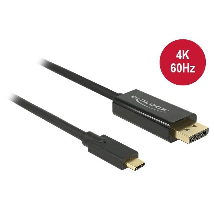 DeLock DisplayPort 1.2 > USB-C (ST-ST) 2m Adapterkabel 4K 60Hz Schwarz 0 DeLock DisplayPort 1.2 > USB-C (ST-ST) 2m Adapterkabel 4K 60Hz Schwarz 0