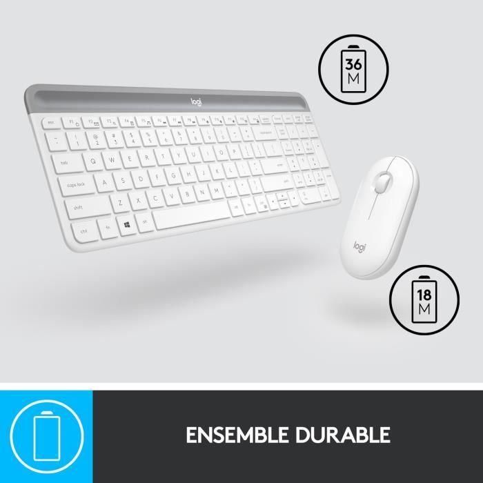 LOGITECH - Juego de teclado + mouse inalámbricos MK470 - AZERTY - Blanco 4 LOGITECH - Juego de teclado + mouse inalámbricos MK470 - AZERTY - Blanco 4