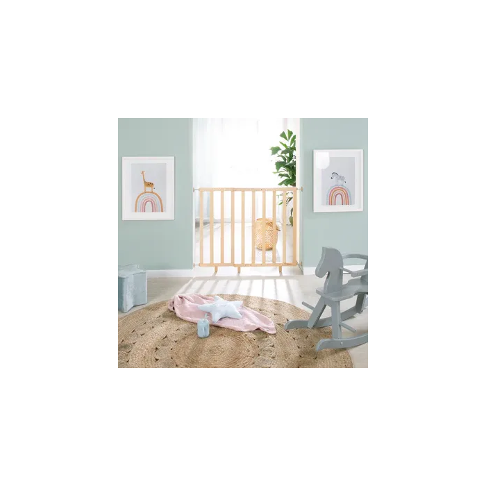Roba Barrera de Seguridad para Bebés ROB4005317236162 - Para Puertas y Escaleras - De 62 a 106 cm - Madera Natural 1