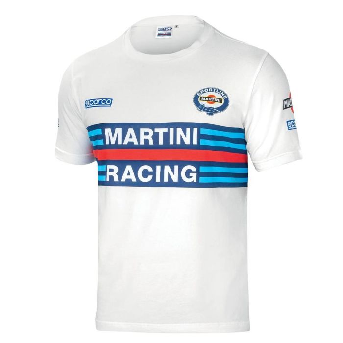 Sparco S01274MRBI3L Camiseta Martini Racing Icónica Retro, Algodón Suave y Cómodo, Blanco Talla L para Entusiastas del Automovilismo Sparco S01274MRBI3L Camiseta Martini Racing Icónica Retro, Algodón Suave y Cómodo, Blanco Talla L para Entusiastas del Automovilismo