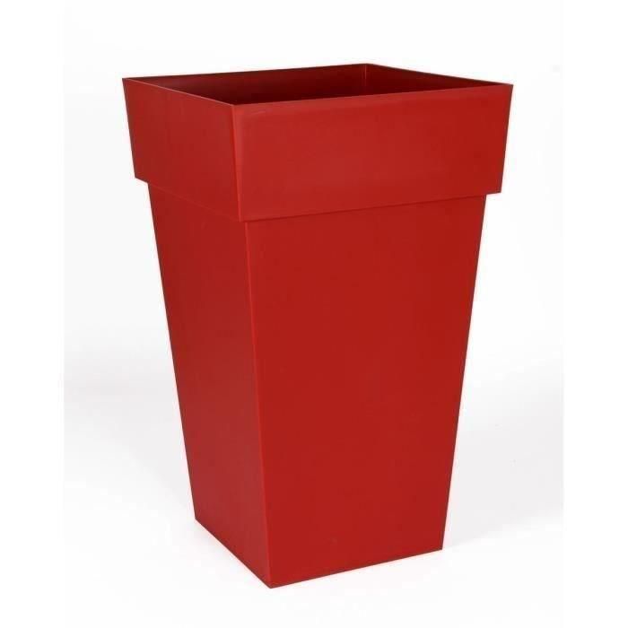EDA Maceta toscana cuadrada alta - 39 x 39 x H 65 cm - 62 L - Rojo rubí EDA Maceta toscana cuadrada alta - 39 x 39 x H 65 cm - 62 L - Rojo rubí