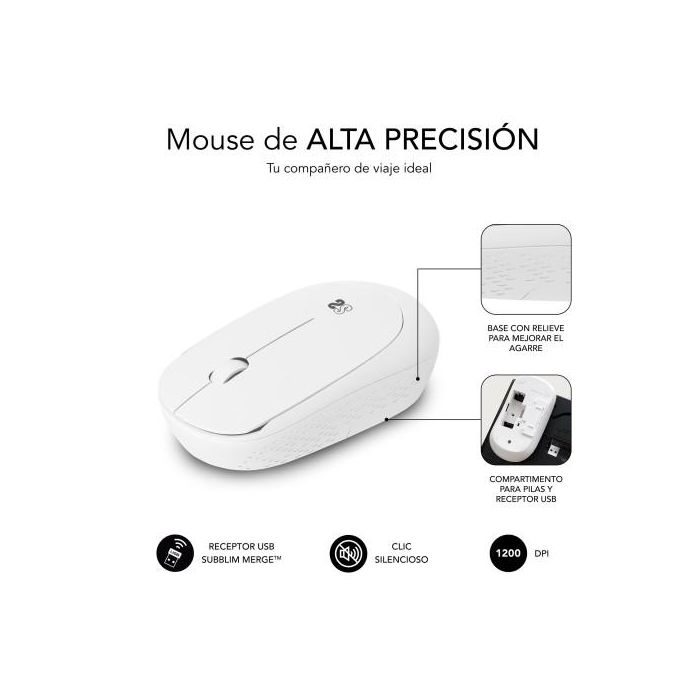 SUBBLIM Raton Business Plus Silencioso inalambrico 2.4G Blanco 3 SUBBLIM Raton Business Plus Silencioso inalambrico 2.4G Blanco 3
