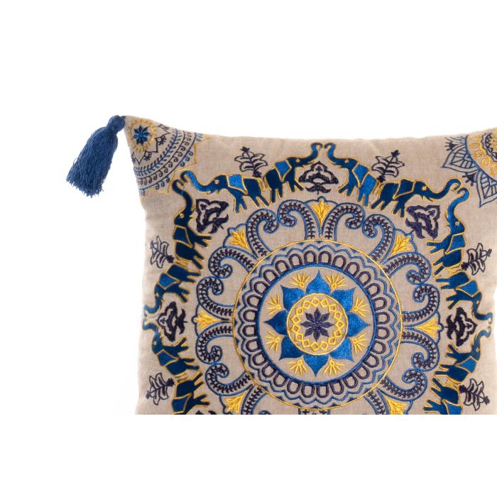 DKD Home Decor Cojín Árabe Mandala Azul Celeste Naranja 40x40x10 cm Algodón Poliéster (3 Unidades) 1