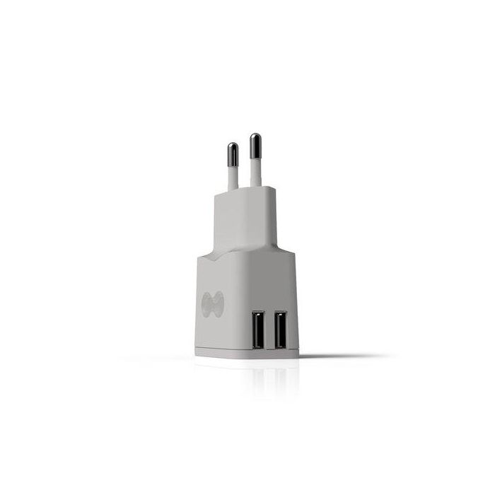 Groovy Cargador de pared 2 USB color blanco con seccionador de protección