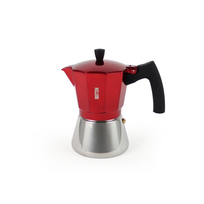 Quttin Cafetera Roja para 9 Tazas, de Acero Inoxidable y Aluminio, Compatible con Inducción (6 Unidades) 3