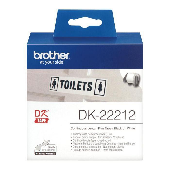 Brother DK-22212 Rollo de Película Continua Negro sobre Blanco para Etiquetas, 62mm x 15.24m 1 Brother DK-22212 Rollo de Película Continua Negro sobre Blanco para Etiquetas, 62mm x 15.24m 1