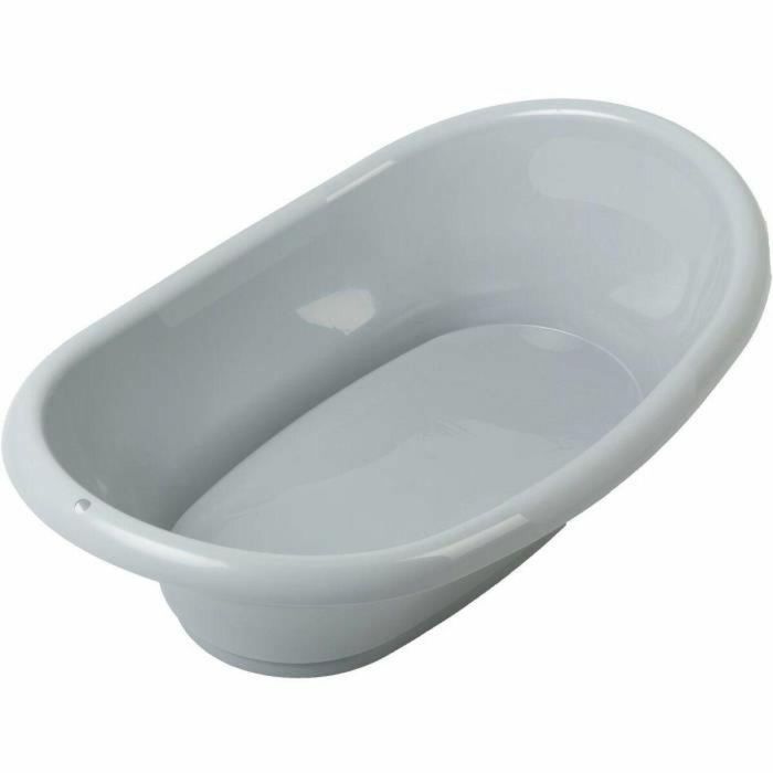 Thermobaby VASCO Charm Kit de Baño 3 en 1: Bañera Ergonómica con Soporte Plegable y Desagüe - Ideal Ahorro Espacio Gris 1
