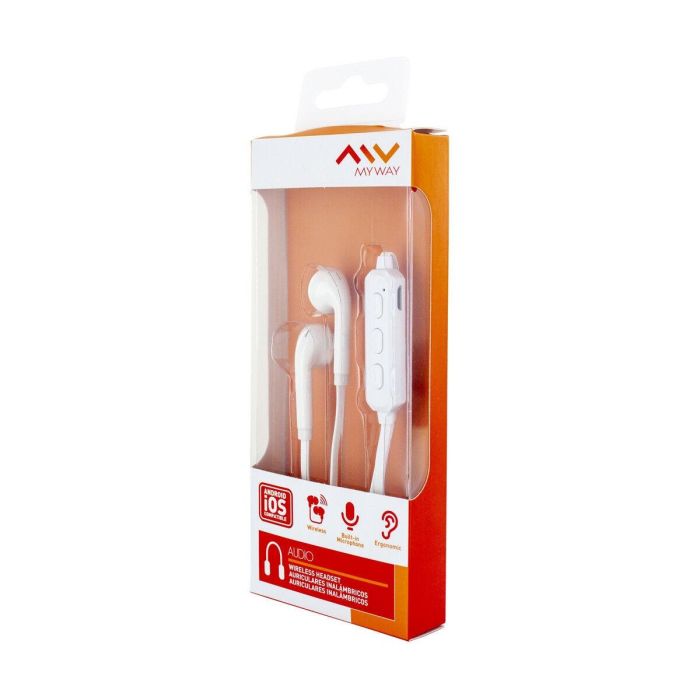 Myway Mwhph0023 Auriculares Inalambricos Blanco, Sonido HD Wireless 4.1, Diseño Ergonómico y Micrófono Integrado 3
