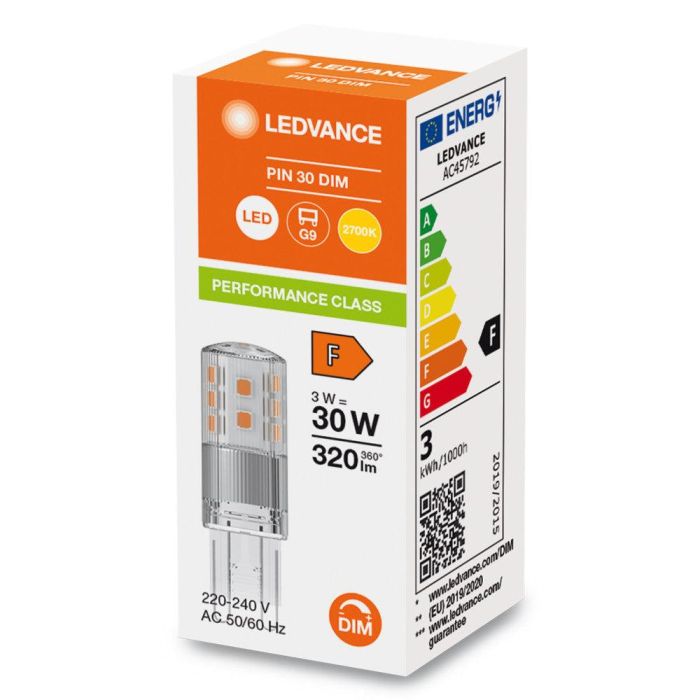 Ledvance LVE-4099854048586 Bombilla LED "Special" G9 3W 320Lm 2700K 300º Regulable Retrofit Alta Duración 25000h 1 Ledvance LVE-4099854048586 Bombilla LED "Special" G9 3W 320Lm 2700K 300º Regulable Retrofit Alta Duración 25000h 1