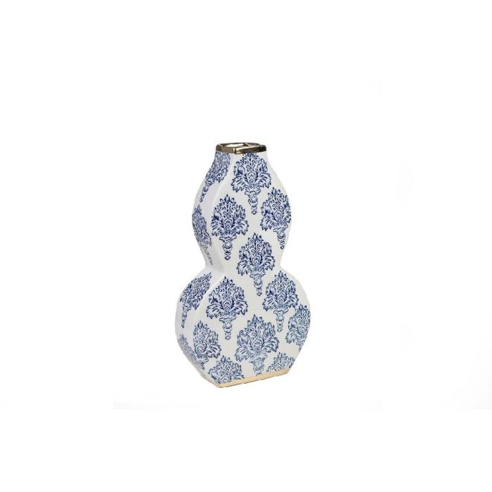 Florero Romimex Azul Blanco Azul/Blanco Porcelana 17 x 30 x 7 cm