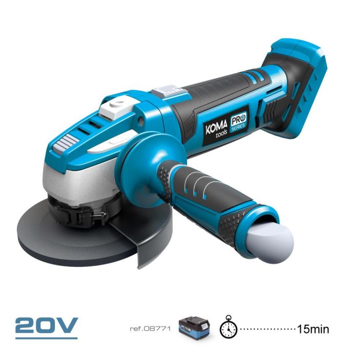 Koma Tools Amoladora 20V Ø115mm 9500 rpm, Mango Adicional y Llave Incluidos, Sin Batería ni Cargador 1 Koma Tools Amoladora 20V Ø115mm 9500 rpm, Mango Adicional y Llave Incluidos, Sin Batería ni Cargador 1