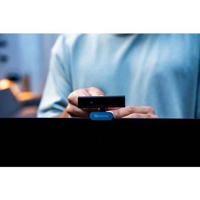 Sandberg Face-ID Webcam Mini Full HD 1080P con Micrófono, para Portátil con Abrazadera y compatible con Windows Hello 6