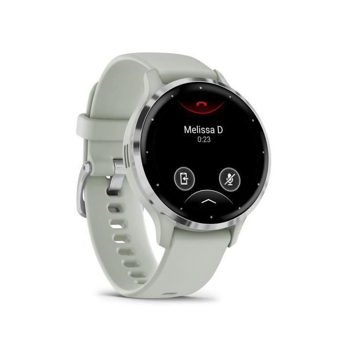 Reloj GPS conectado - GARMIN - Venu 3S - 30,4 mm (1.2) - Acero plateado, caja verde salvia y correa de silicona verde salvia 2