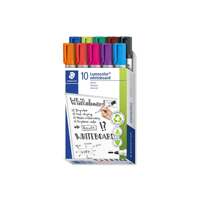 Staedtler Lumocolor 351 Marcadores para Pizarra Blanca, Punta Redonda, Colores Surtidos, Estuche 10 Unidades 0 Staedtler Lumocolor 351 Marcadores para Pizarra Blanca, Punta Redonda, Colores Surtidos, Estuche 10 Unidades 0