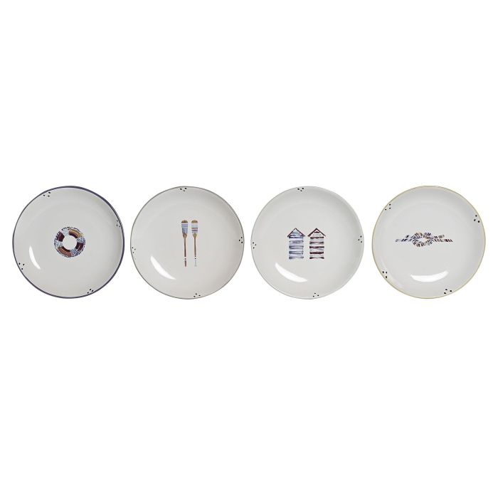 DKD Home Decor Plato de Gres para Comida Estilo Mediterráneo Multicolor Blanco Ø 20 cm - Apto Microondas y Lavavajillas (6 Unidades) DKD Home Decor Plato de Gres para Comida Estilo Mediterráneo Multicolor Blanco Ø 20 cm - Apto Microondas y Lavavajillas (6 Unidades)