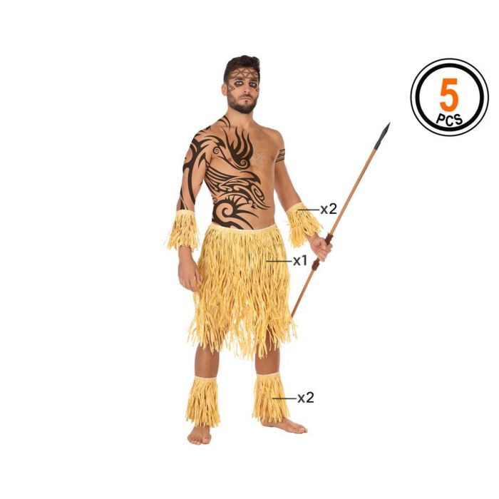Set Hawaiano Disfraz 5 Unidades Adulto Talla Única Beige Polyester