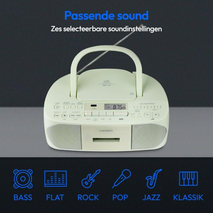 Medion AAAQL64902 Radio CD K7 FM 2x3W RMS, Verde 2