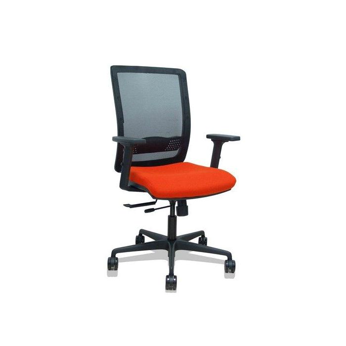 Silla Piqueras Y Crespo Haches Brazos 2D Regulables Mecanismo Sincro Con Traslack Apoyo Lumbar Respaldo Malla Negra Y Asiento Tapizado Bali Naranja Oscuro