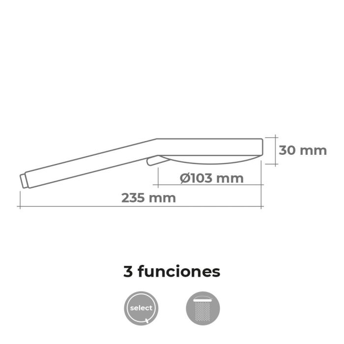 Mango de ducha anticalcareo. round. 3 funciones. color cromo. edm 1