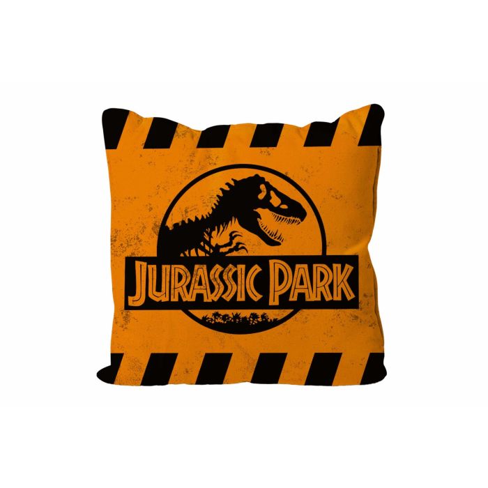 Sd toys Cojín Cuadrado Caution Logo Naranja Jurassic Park