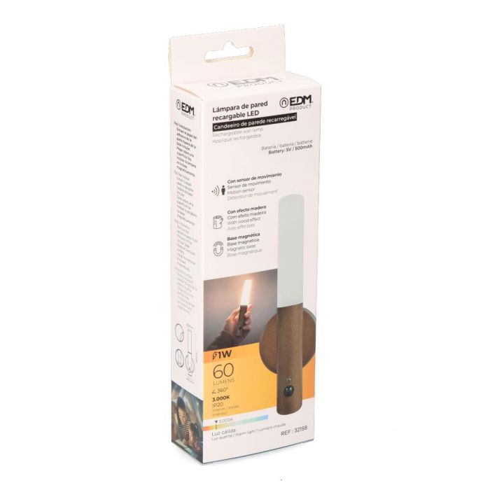 Lámpara de pared recargable led 1 W 60 lm 3.000 k con sensor movimiento 3 Lámpara de pared recargable led 1 W 60 lm 3.000 k con sensor movimiento 3