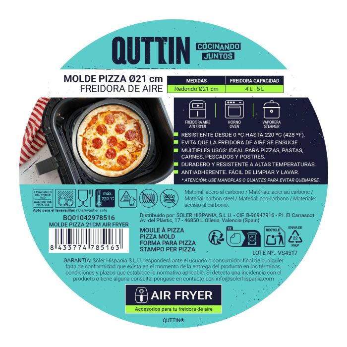 Quttin Molde de Pizza para Air Fryer de 21 cm (24 Unidades) 8