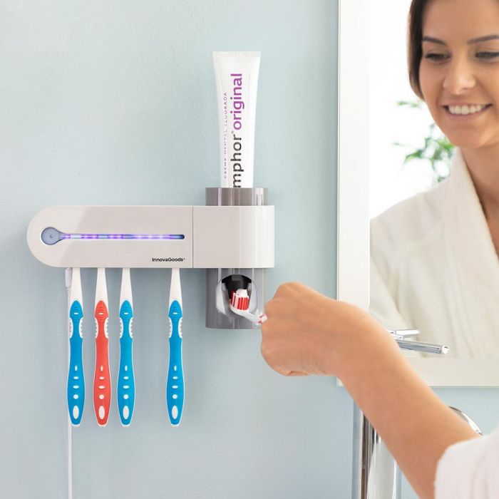 Esterilizador uv de cepillos dentales con soporte y dispensador de dentífrico 5 Esterilizador uv de cepillos dentales con soporte y dispensador de dentífrico 5