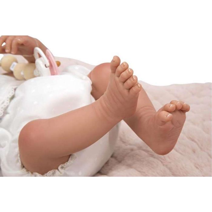 Muñecas Arias Muñeca Reborn Arias 38 cm Maitane Rosa con Manta para Niños de 3 Años, Idioma Español