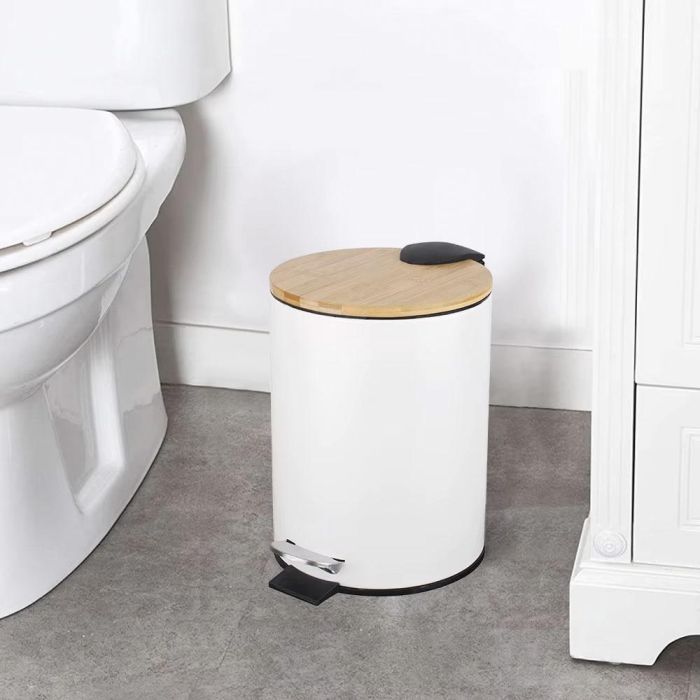 Inde Cubo Pedal Metal Bambú 3L 17x17x22.7 cm Surtido 4