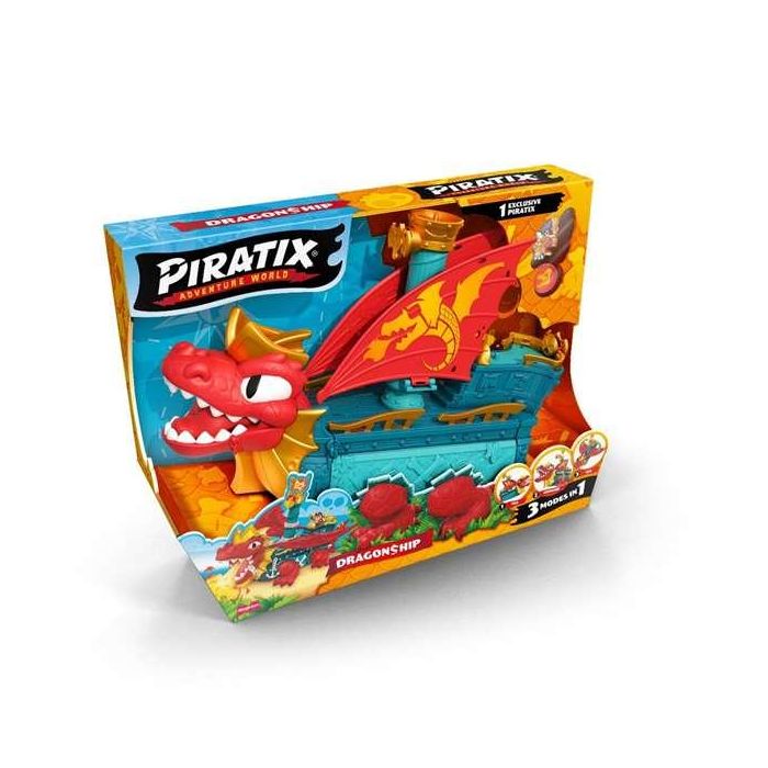 Magic Box Piratix S Dragon Ship Figura de Acción Transformable 3 Modos: Aire, Mar y Tierra, Edad 4+ Años, 39,5x29x19 cm