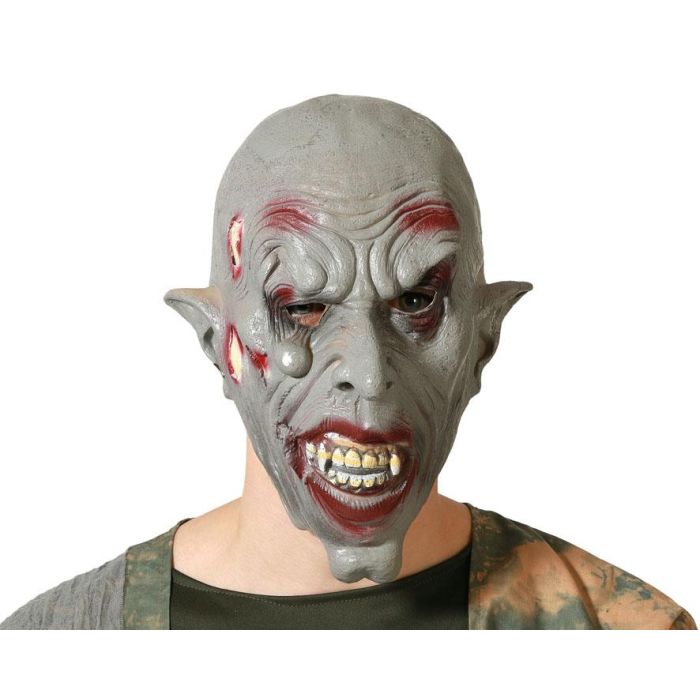 Máscara Halloween Zombie Terrorífico Gris Pvc