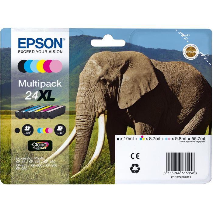 Epson Cartucho Elephant T24 6 Colores Tinta Claria Photo HD Multipack XL