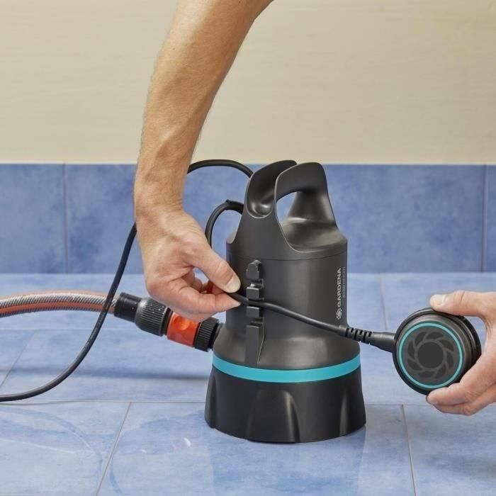 Gardena 9000 Bomba de Agua Clara Sumergible de Drenaje 300W, Caudal 9000l/h, 0.6 bar, 2mm Altura Residual, Flotador Automático 2