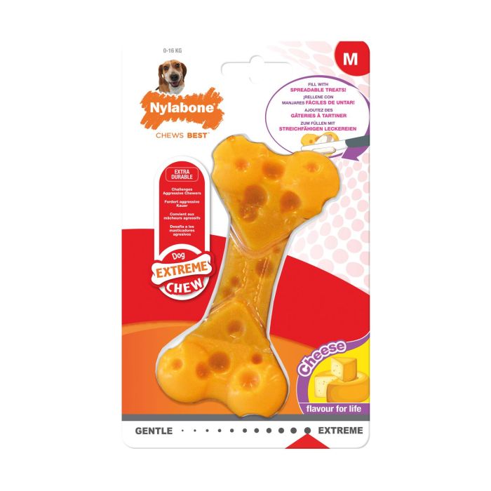 Nylabone Dura Chew Hueso Mordedor Larga Duración para Perros Masticadores Potentes Sabor Queso Talla M - Limpieza Dental, Control Placa y Sarro 1 Nylabone Dura Chew Hueso Mordedor Larga Duración para Perros Masticadores Potentes Sabor Queso Talla M - Limpieza Dental, Control Placa y Sarro 1