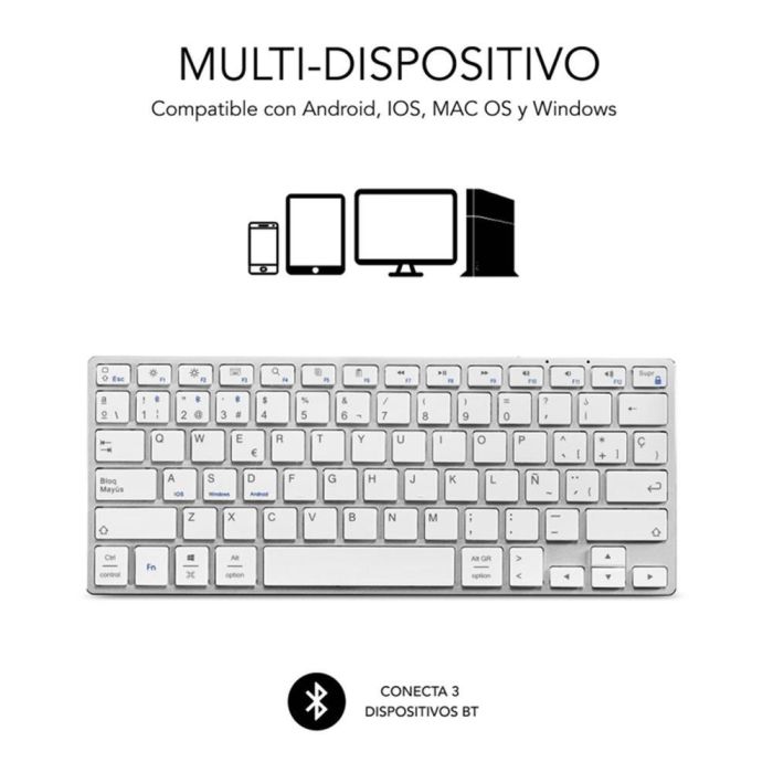 SUBBLIM Teclado Wireless Bluetooth Aluminio Advance Compact Silver 1 SUBBLIM Teclado Wireless Bluetooth Aluminio Advance Compact Silver 1
