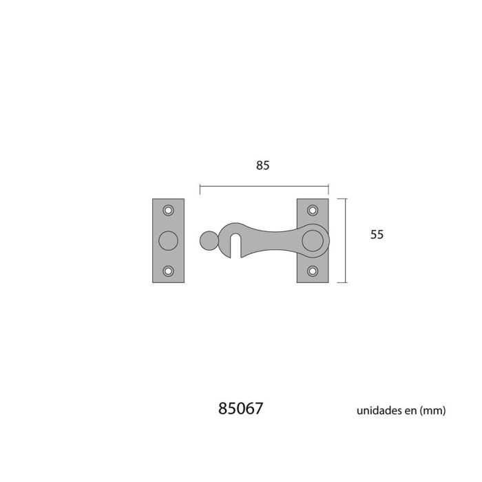 Pestillo izquierdo hierro latón 8cm 1