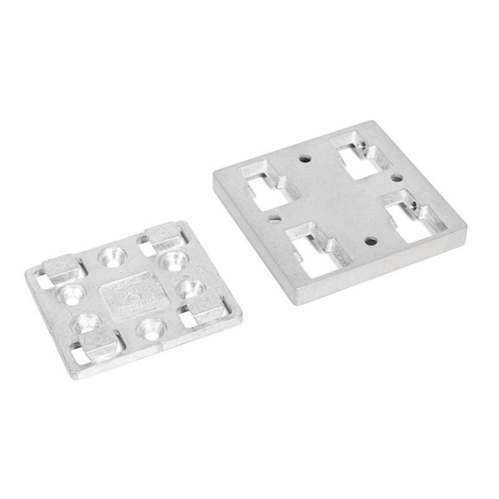RUJZ Placa de Enganche Cuña QUARON para Patas de Mesa 80x80mm Níquel Satinado - Fácil Montaje, Máxima Seguridad 2