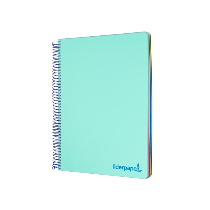 Cuaderno Espiral Liderpapel A4 Micro Wonder Tapa Plastico 120H 90 gr Cuadro 5 mm 5 Banda4 Taladro Color Verde Turquesa 2