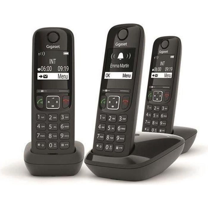 Teléfono fijo GIGASET AS690 Trio Negro Teléfono fijo GIGASET AS690 Trio Negro