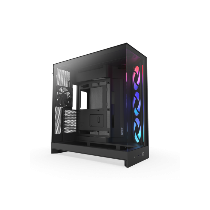 NZXT CM-H92FB-R1 H9 Flow RGB Caja PC Midi-Tower Negra con Ventana Lateral e Iluminación RGB, 3x 140mm + 1x 120mm Ventiladores