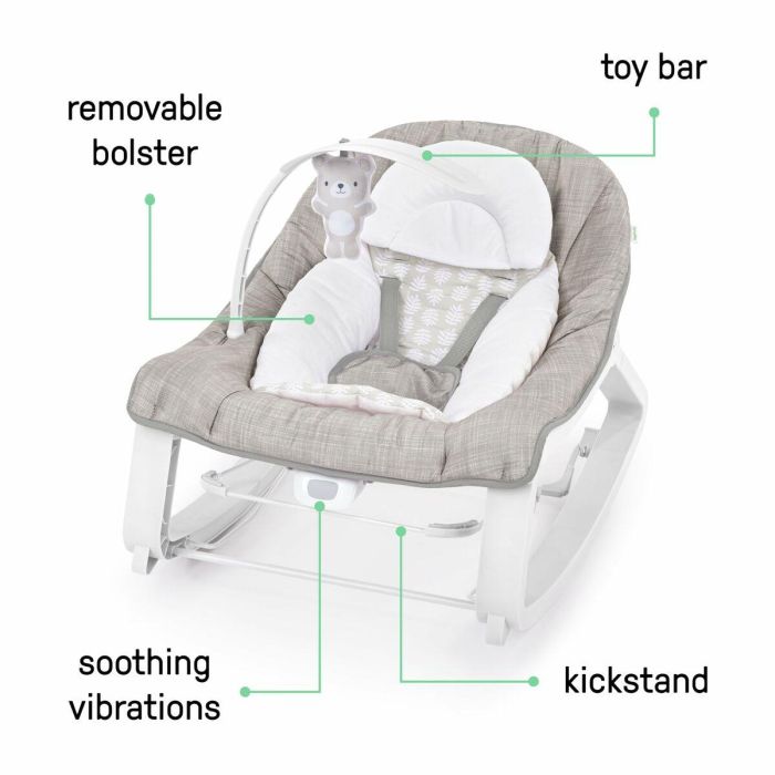 Ingenuity ING17499 Mecedora para bebé 3 en 1 Keep Cozy - Linden - 3 posiciones, arco con peluches extraíbles, hasta 18 kg 8