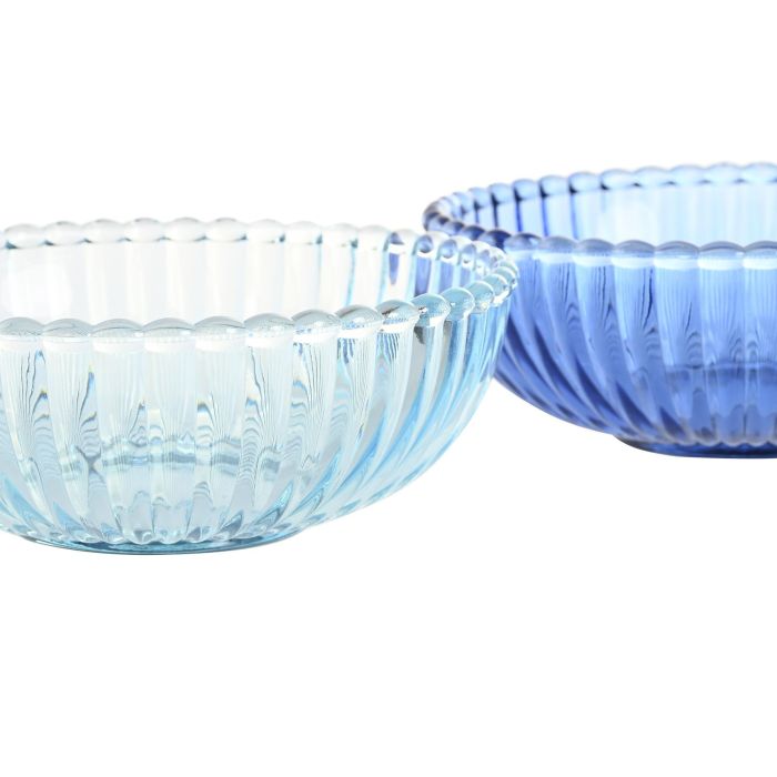 DKD Home Decor Bandeja Vaciabolsillos Atlantico de Cristal Azul Celeste Azul Marino 20x8x20 cm Pack 4 Unidades 1