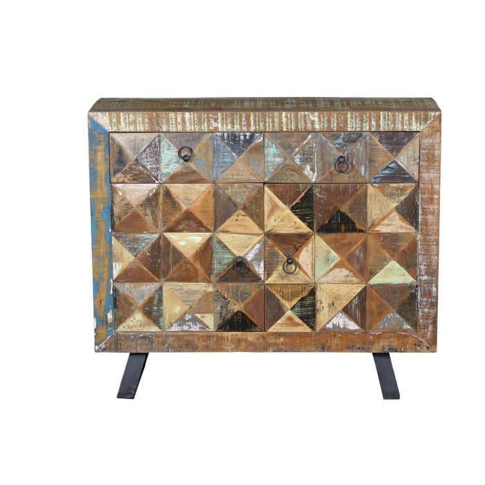 Giner Y Colomer Cómoda Exclusiva en Madera Reciclada Multicolor con 2 Cajones y 2 Puertas 1